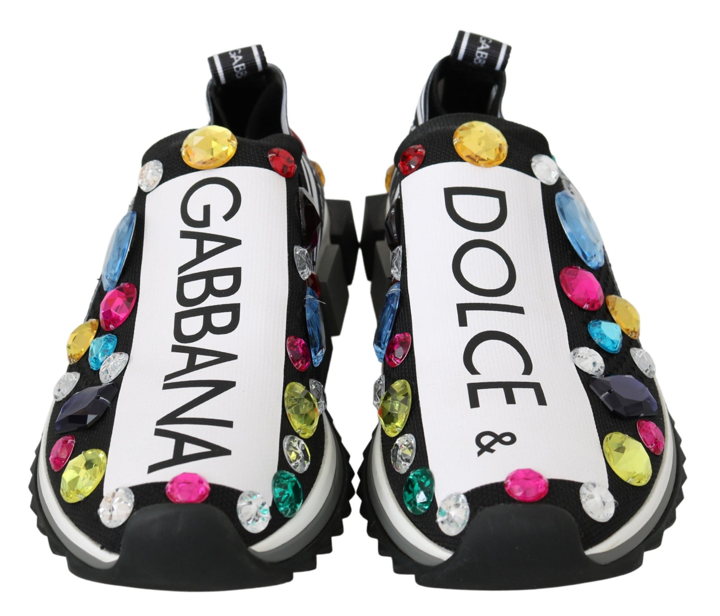 Dolce & Gabbana Black Multicolor Crystal Sneakers Shoes Dolce & Gabbana
