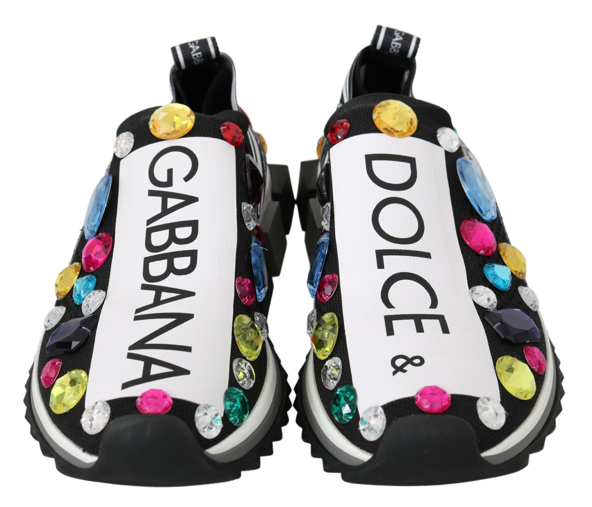 Dolce & Gabbana Black Multicolor Crystal Sneakers Shoes Dolce & Gabbana