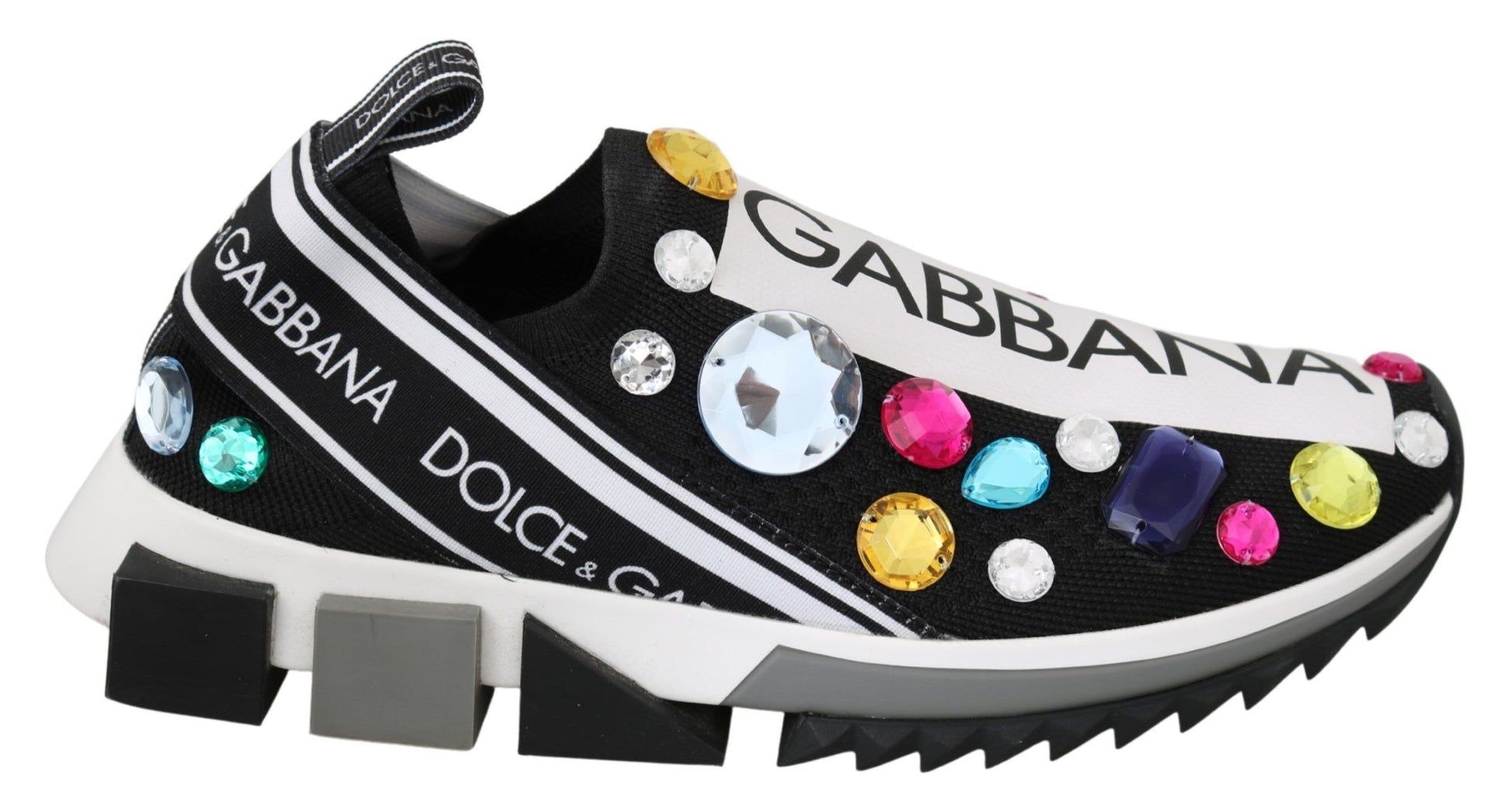 Dolce & Gabbana Black Multicolor Crystal Sneakers Shoes Dolce & Gabbana