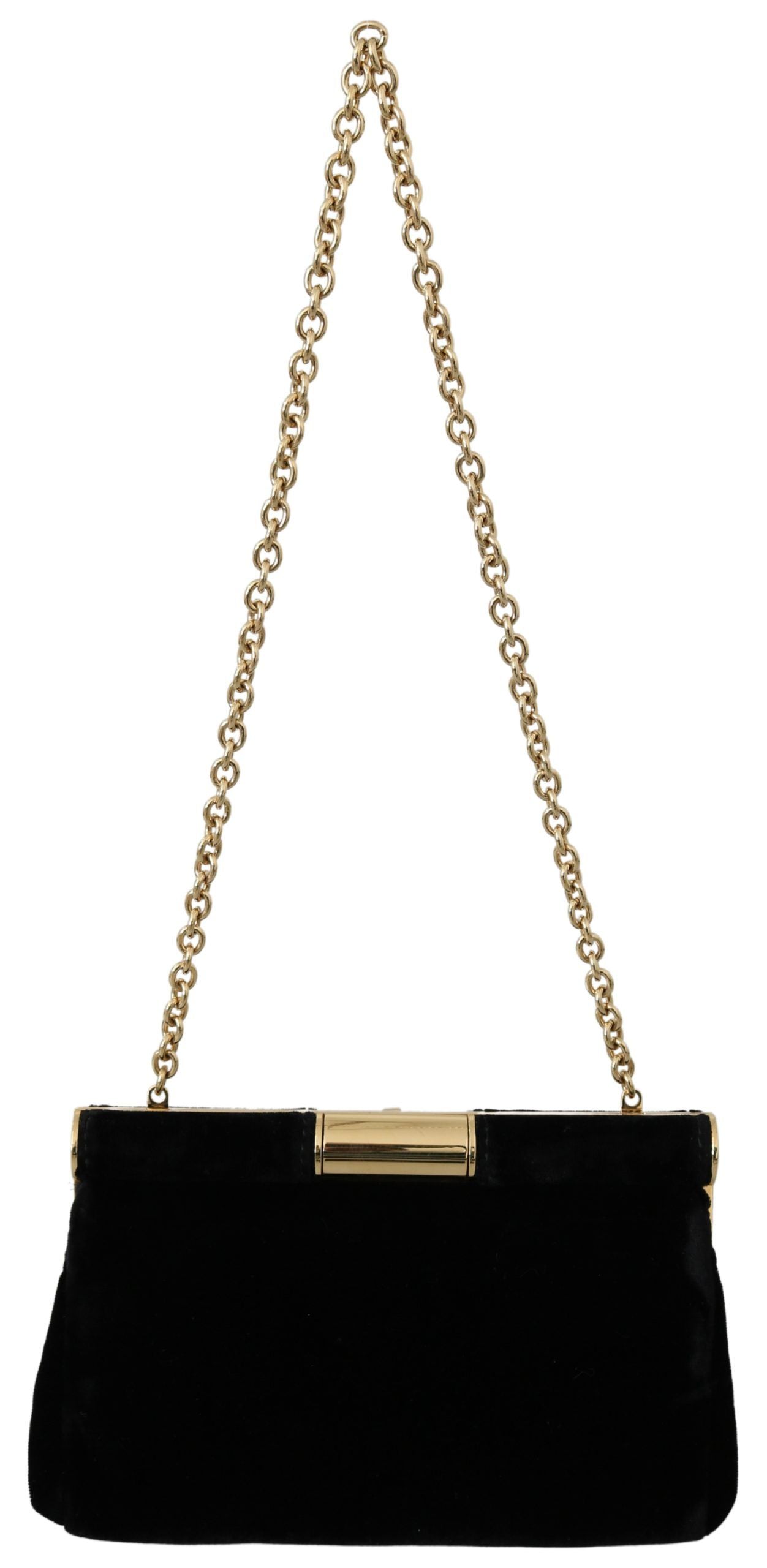 Dolce & Gabbana Black Velvet Crystal Studs Women Crossbody Sling Borse Bag Dolce & Gabbana