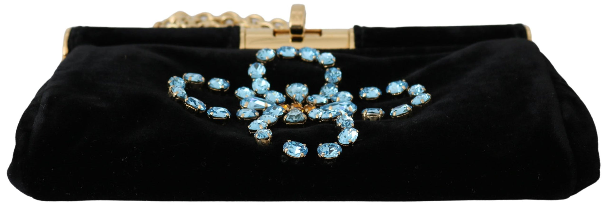 Dolce & Gabbana Black Velvet Crystal Studs Women Crossbody Sling Borse Bag Dolce & Gabbana