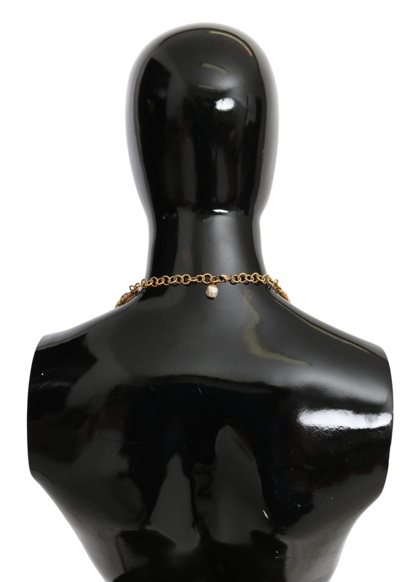 Dolce & Gabbana Red Purple Crystal Floral Chain Statement Gold Brass Necklace Dolce & Gabbana