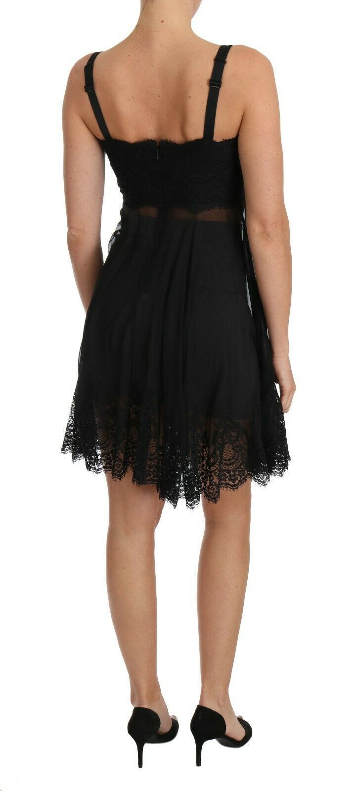 Dolce & Gabbana Black Silk Lace Dress Chemise Lingerie Dolce & Gabbana