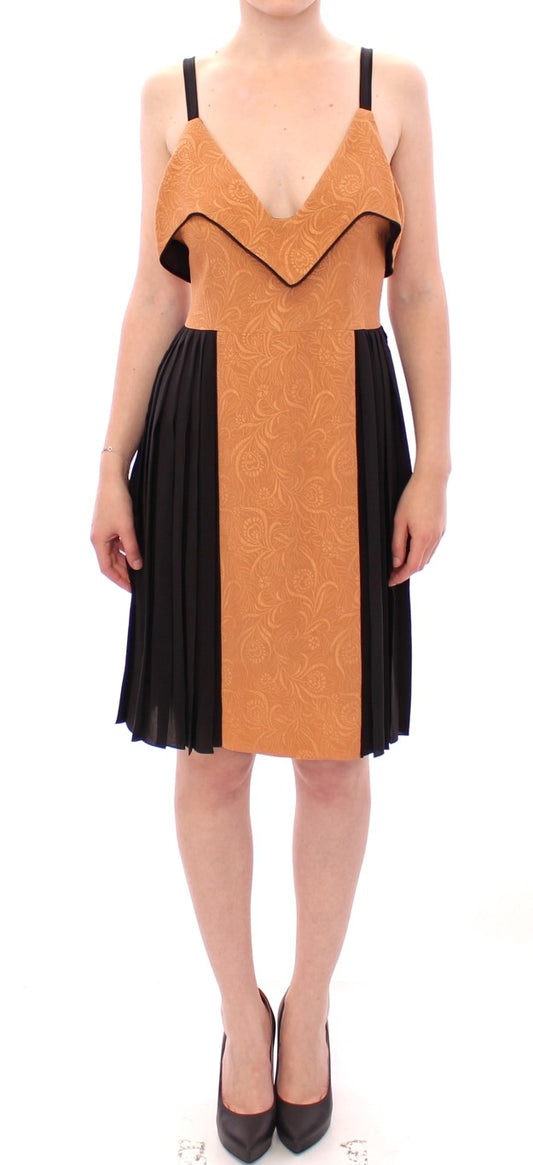 FILOS Black Bronze Silk Sleeveless Above Sheath Dress FILOS