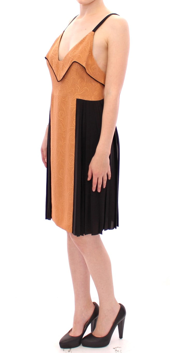 FILOS Black Bronze Silk Sleeveless Above Sheath Dress FILOS
