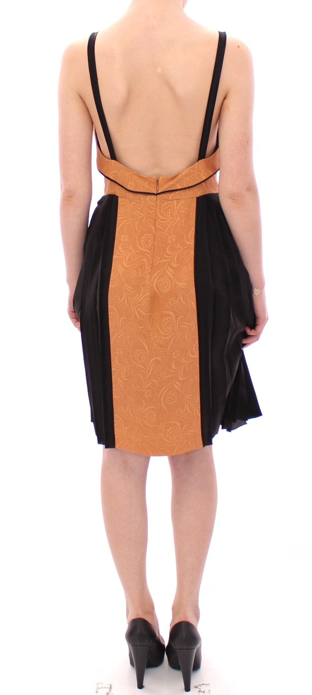 FILOS Black Bronze Silk Sleeveless Above Sheath Dress FILOS