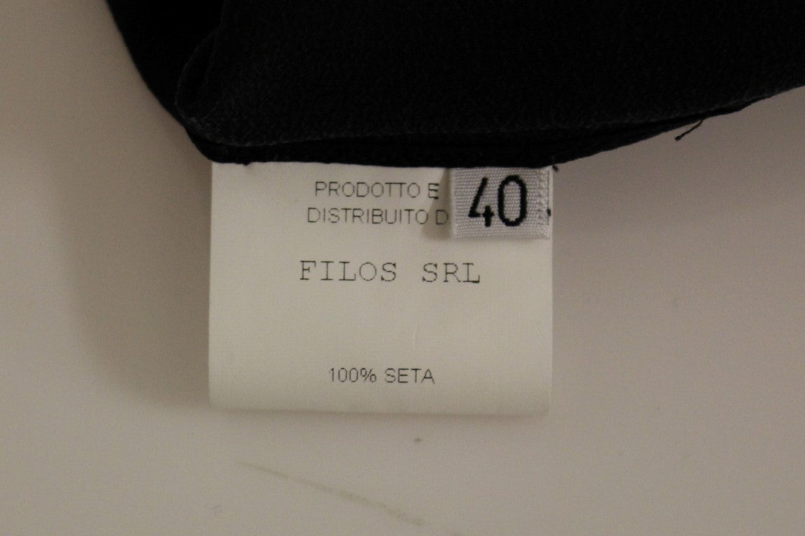 FILOS Black Bronze Silk Sleeveless Above Sheath Dress FILOS