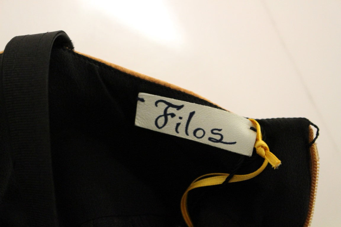 FILOS Black Bronze Silk Sleeveless Above Sheath Dress FILOS