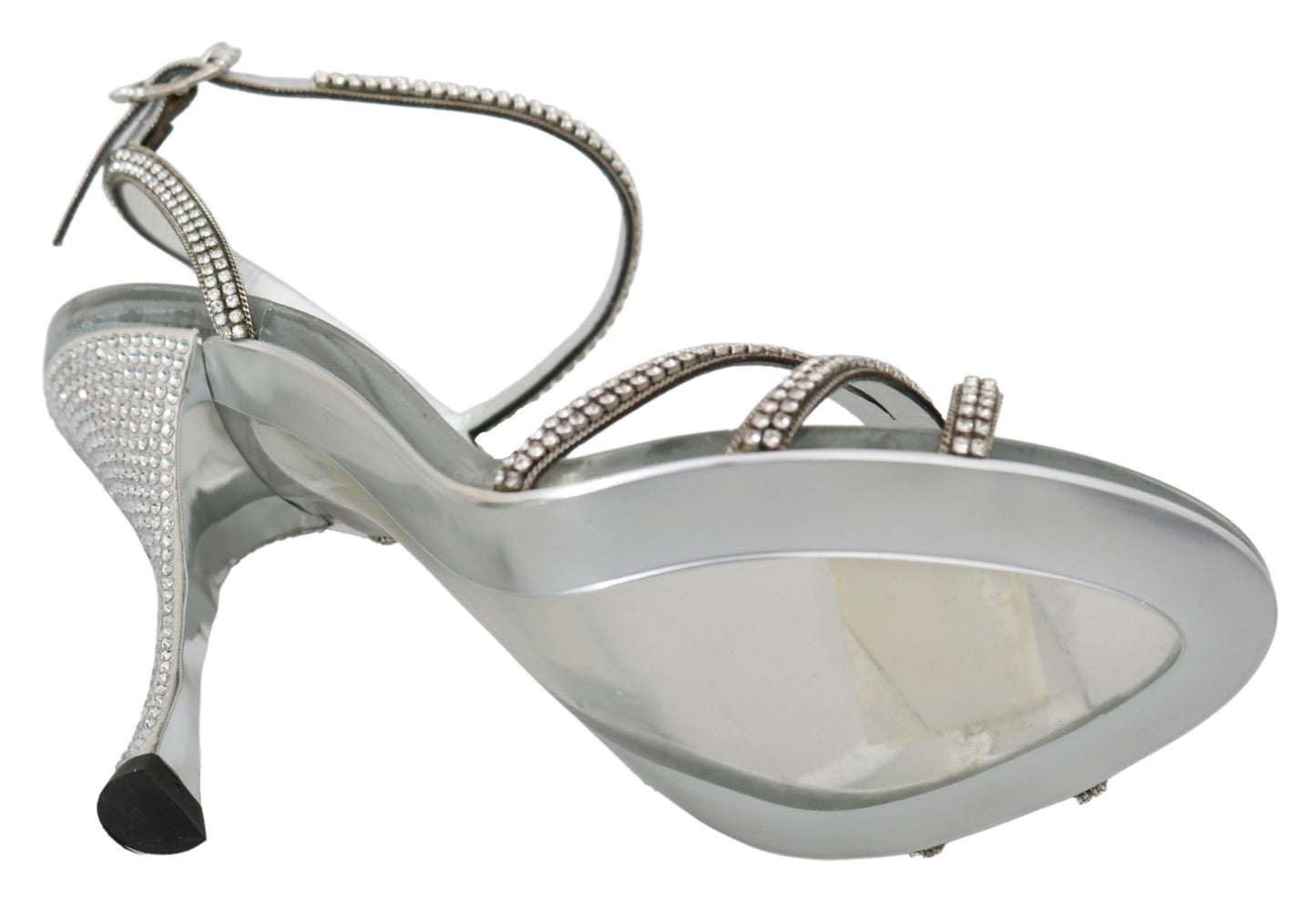Dolce & Gabbana Silver Crystal Ankle Strap Sandals Shoes Dolce & Gabbana