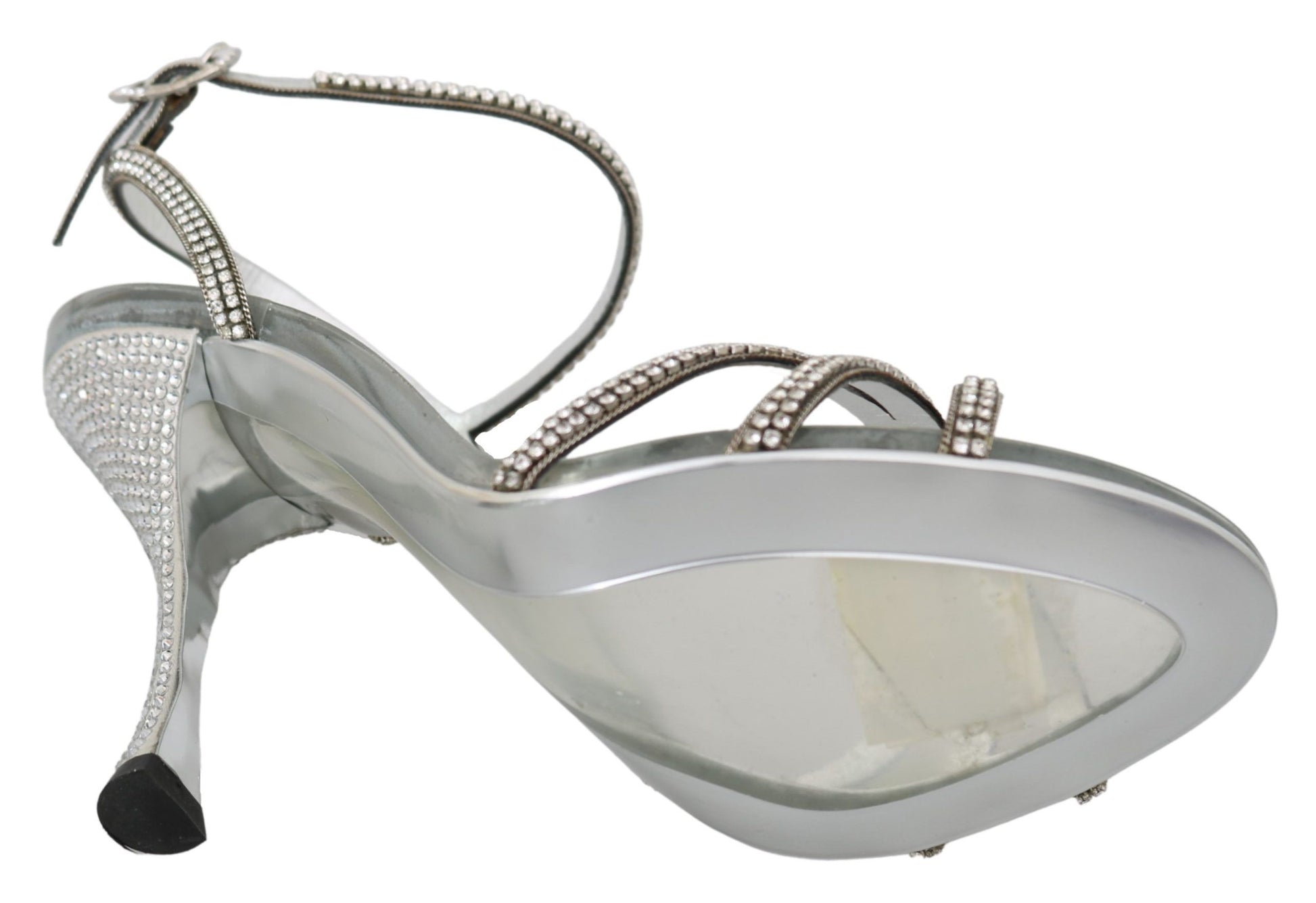 Dolce & Gabbana Silver Crystal Ankle Strap Sandals Shoes Dolce & Gabbana