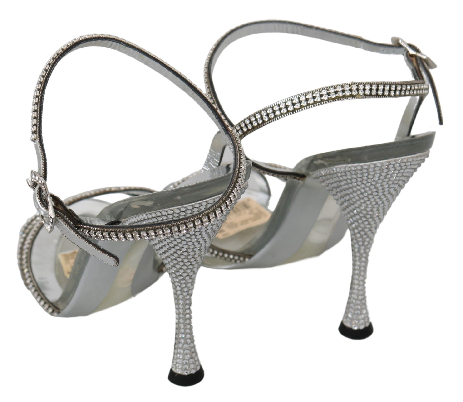 Dolce & Gabbana Silver Crystal Ankle Strap Sandals Shoes Dolce & Gabbana