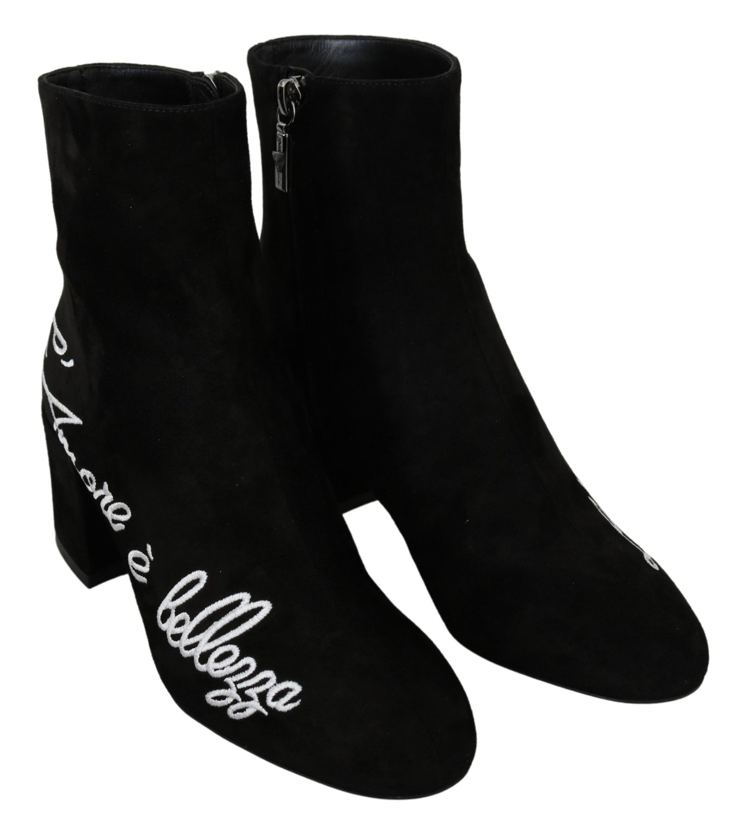 Dolce & Gabbana Black Suede L'Amore E'Bellezza Boots Shoes Dolce & Gabbana