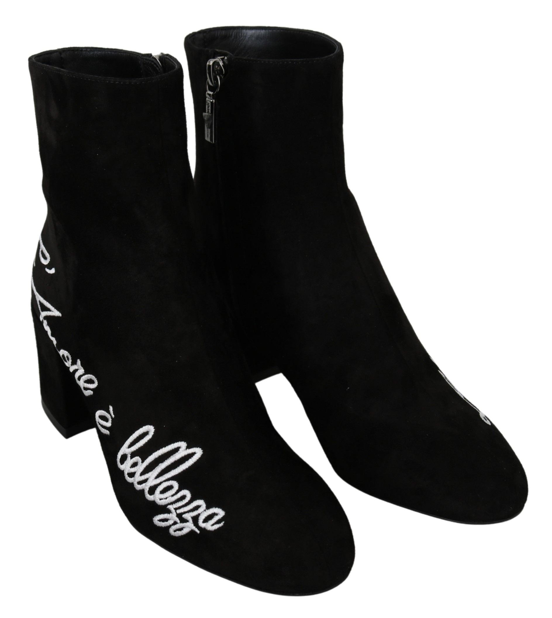 Dolce & Gabbana Black Suede L'Amore E'Bellezza Boots Shoes Dolce & Gabbana