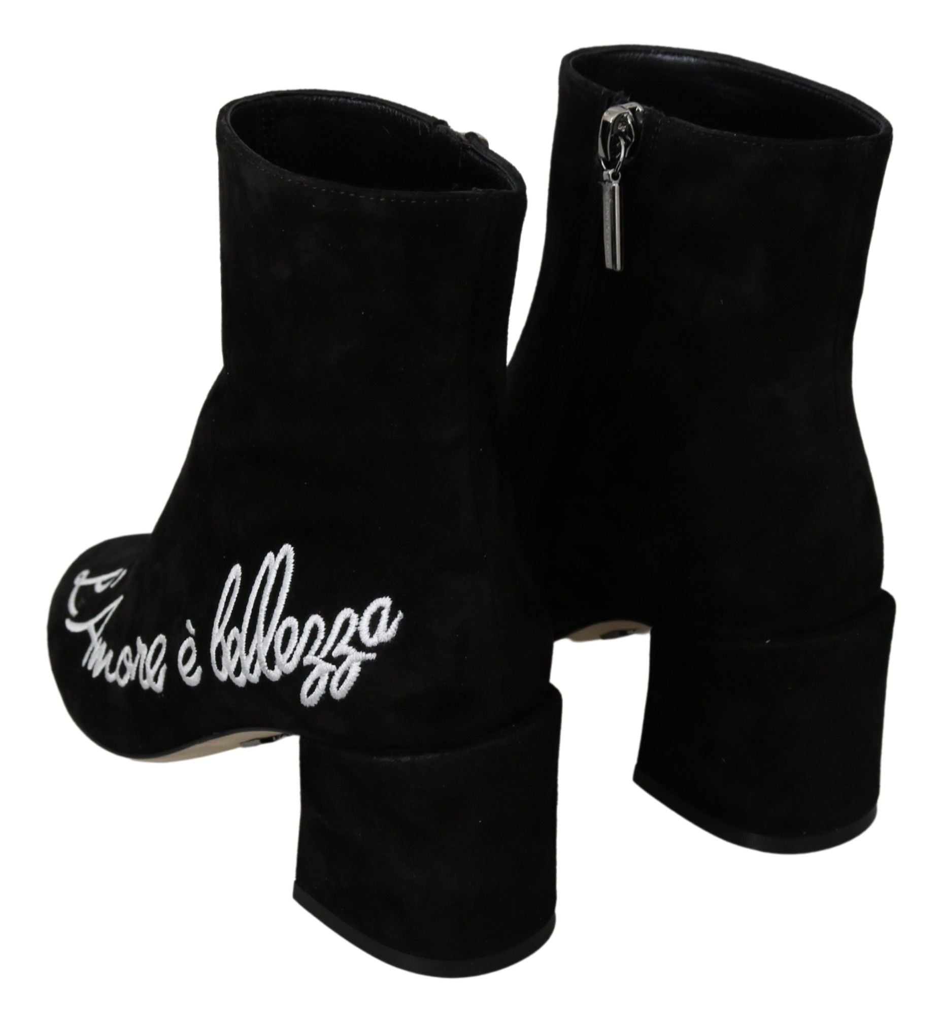 Dolce & Gabbana Black Suede L'Amore E'Bellezza Boots Shoes Dolce & Gabbana