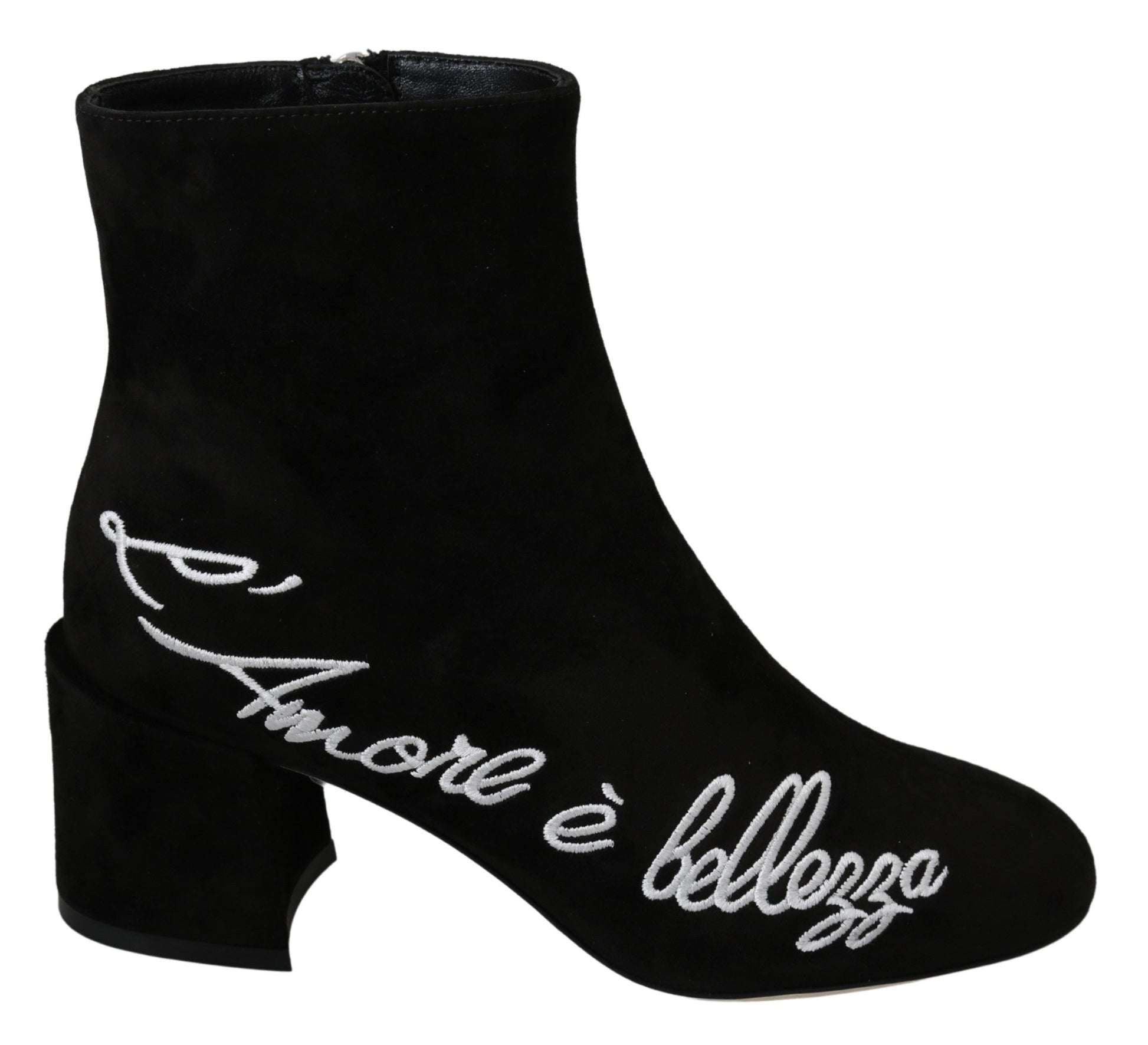 Dolce & Gabbana Black Suede L'Amore E'Bellezza Boots Shoes Dolce & Gabbana
