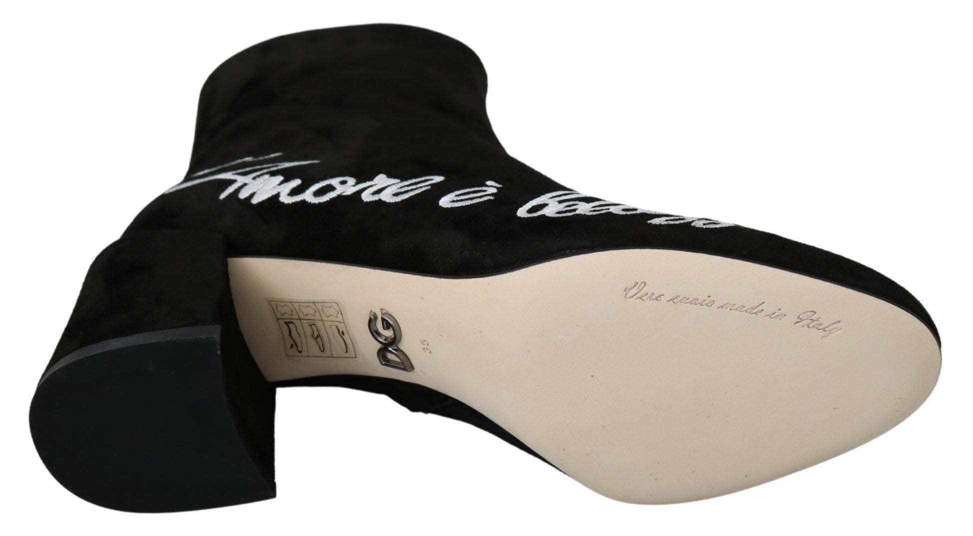 Dolce & Gabbana Black Suede L'Amore E'Bellezza Boots Shoes Dolce & Gabbana