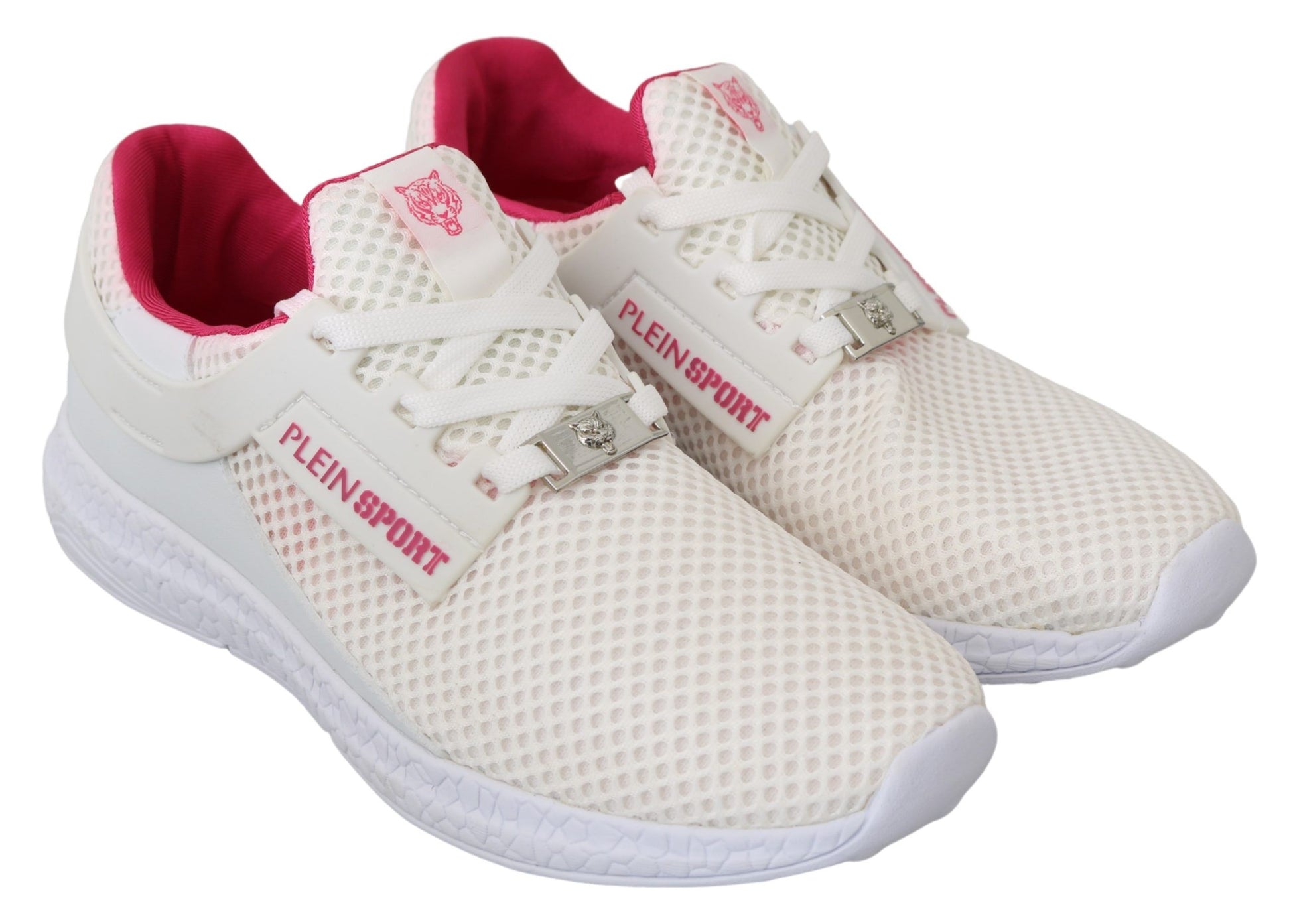 Philipp Plein White Pink Polyester Becky Sneakers Shoes Philipp Plein