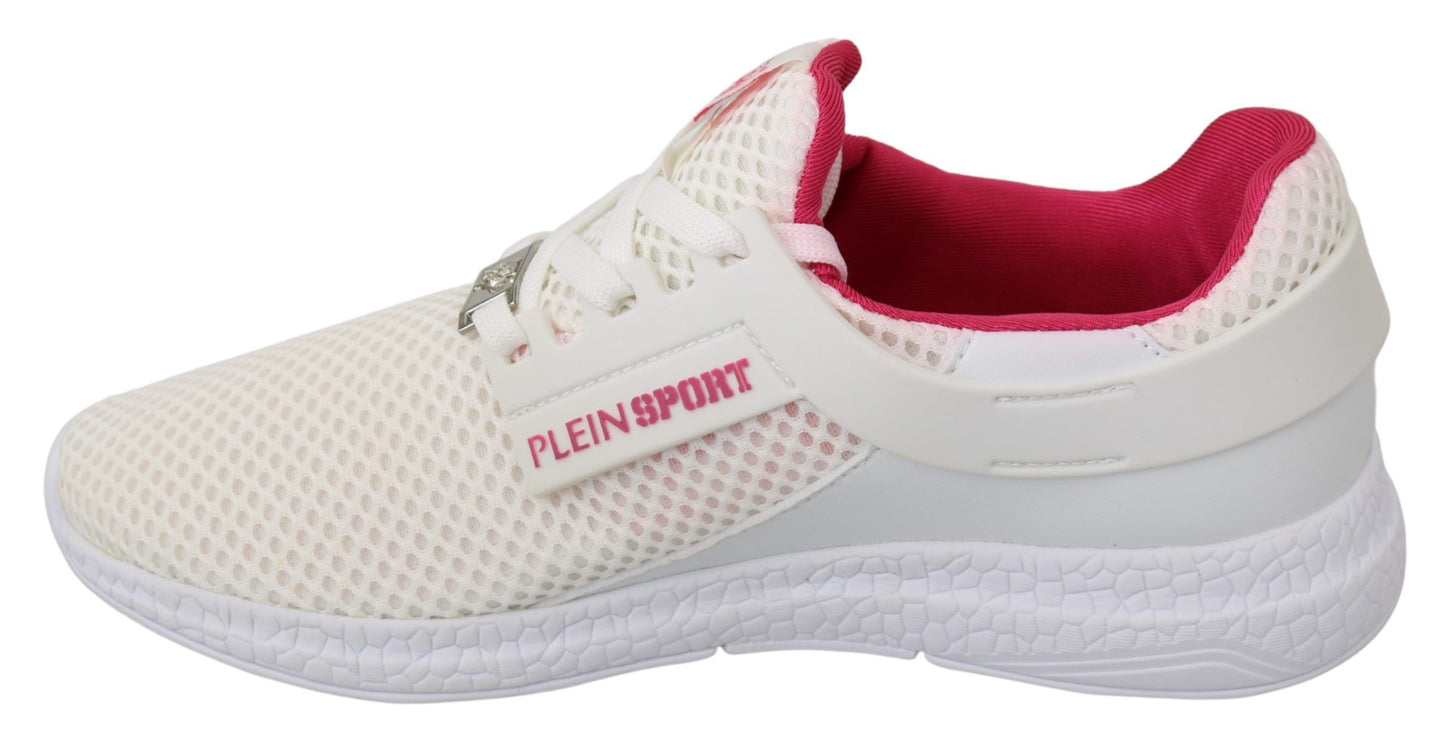 Philipp Plein White Pink Polyester Becky Sneakers Shoes Philipp Plein