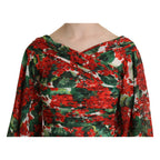Dolce & Gabbana Red Floral Sheath Midi Silk Stretch Dress