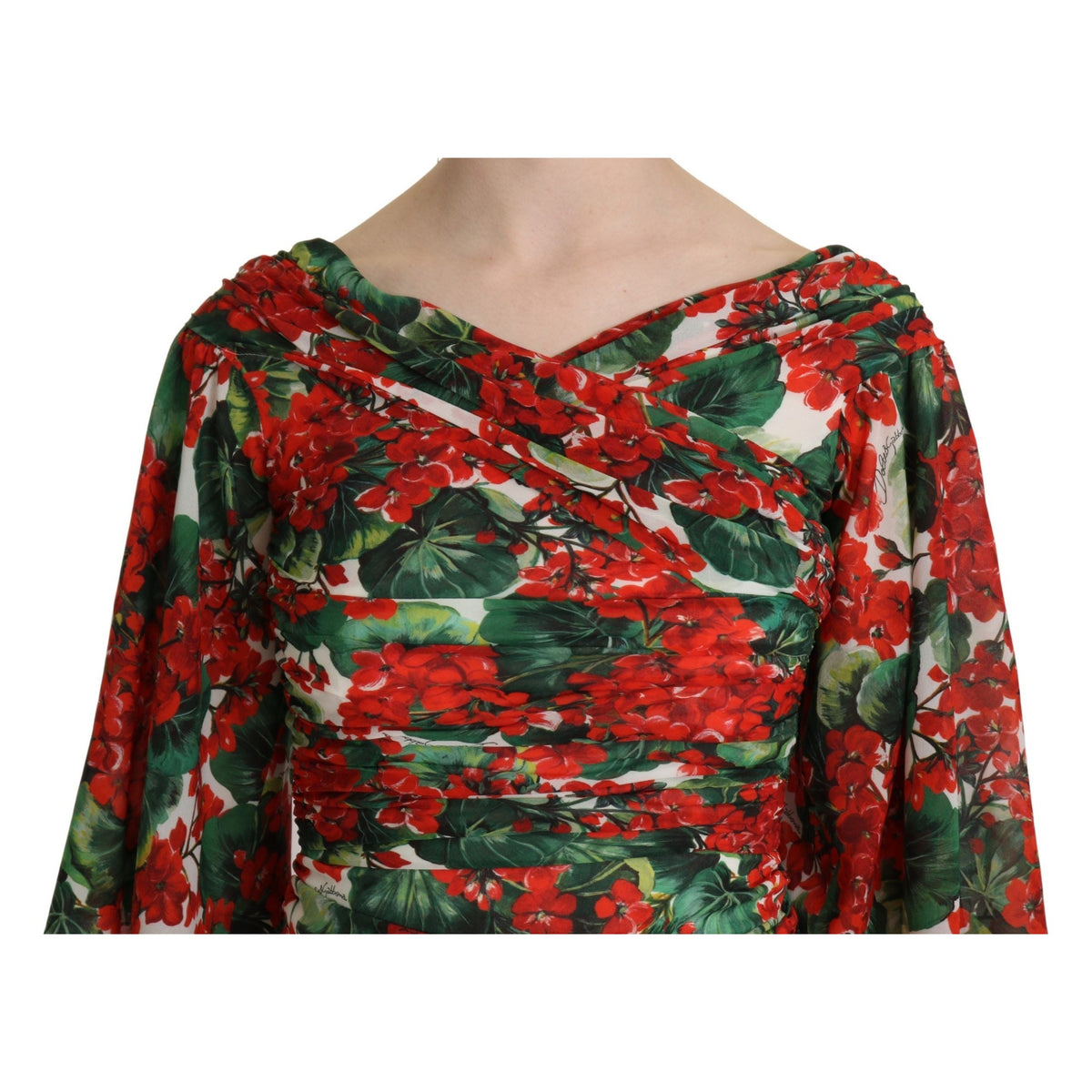 Dolce & Gabbana Red Floral Sheath Midi Silk Stretch Dress