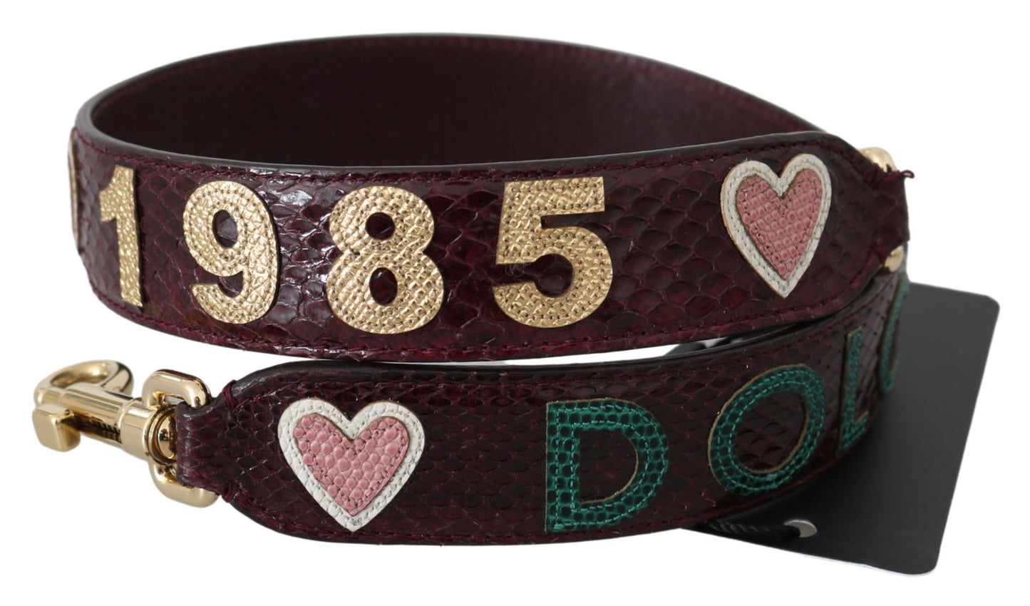 Dolce & Gabbana Bordeaux Exotic Skin Leather Belt Shoulder Strap Dolce & Gabbana