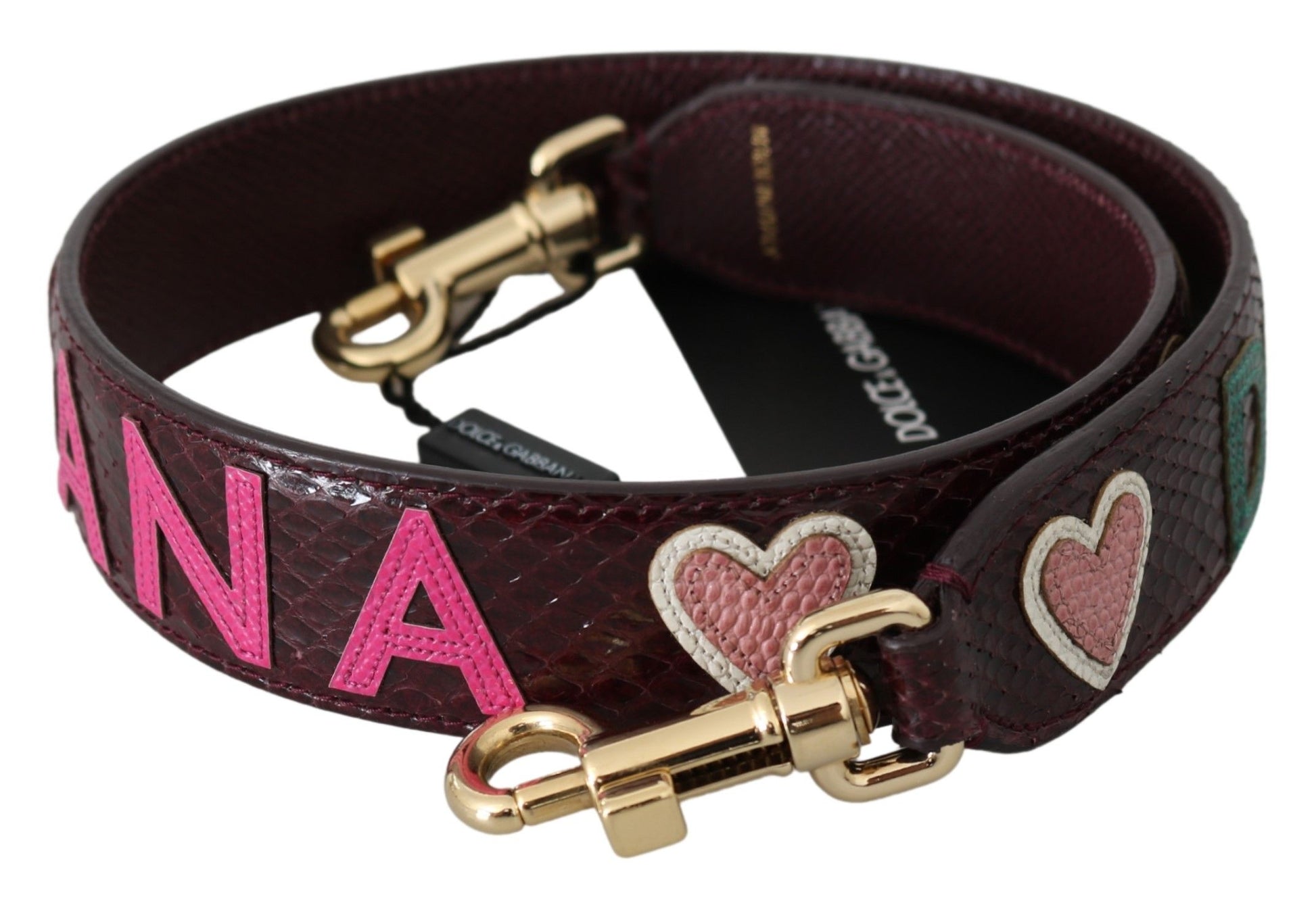 Dolce & Gabbana Bordeaux Exotic Skin Leather Belt Shoulder Strap Dolce & Gabbana