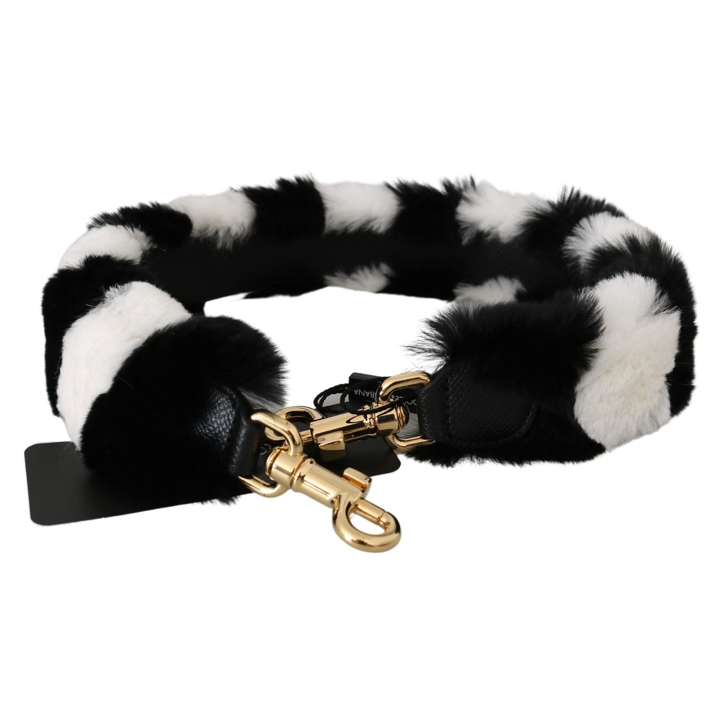 Dolce & Gabbana Black White Lapin Fur Accessory Shoulder Strap Dolce & Gabbana
