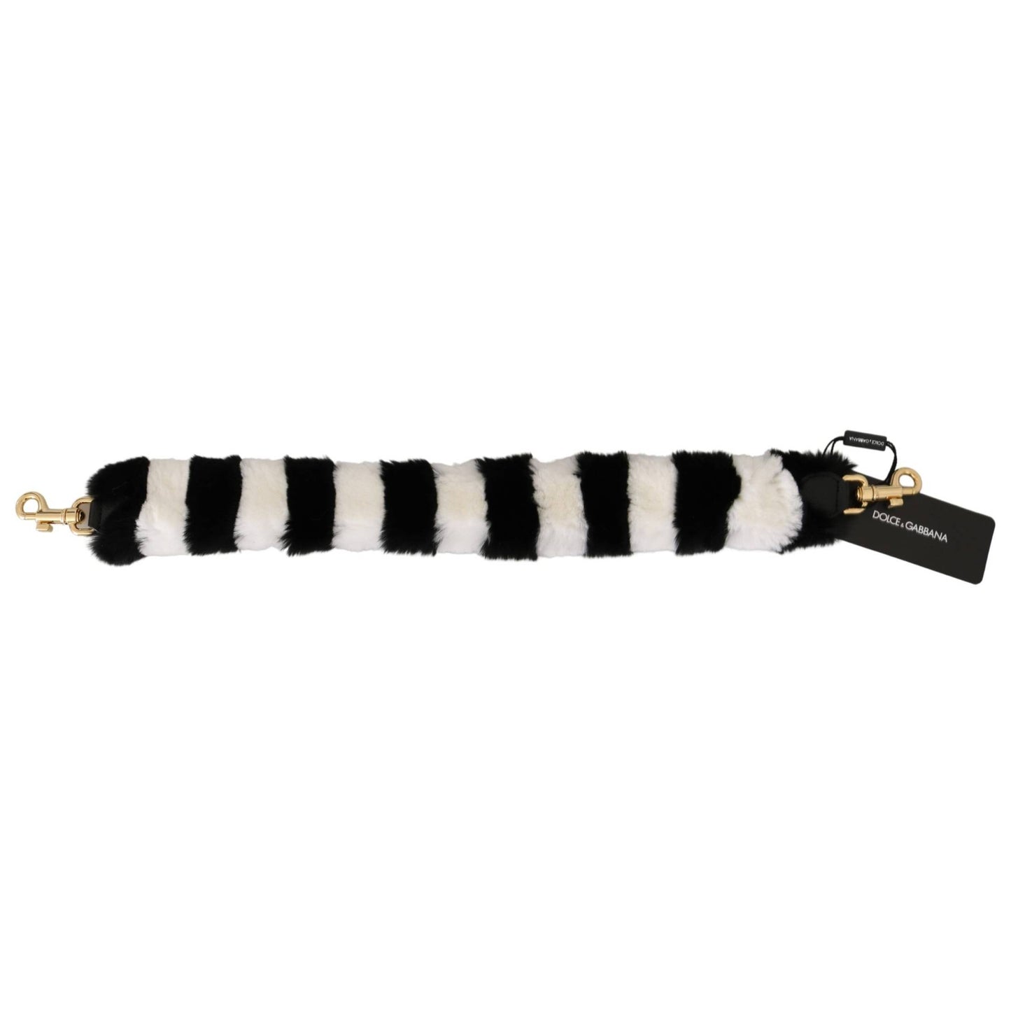 Dolce & Gabbana Black White Lapin Fur Accessory Shoulder Strap Dolce & Gabbana