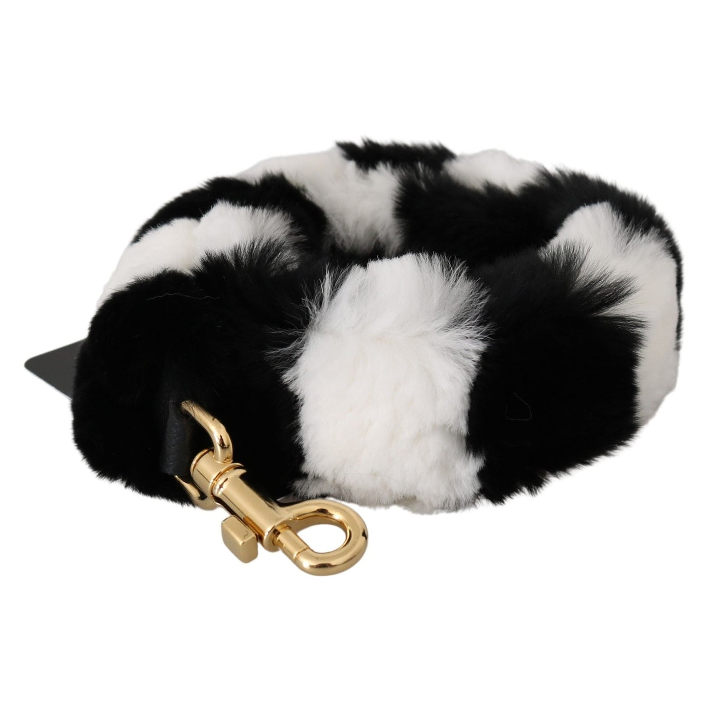 Dolce & Gabbana Black White Lapin Fur Accessory Shoulder Strap Dolce & Gabbana