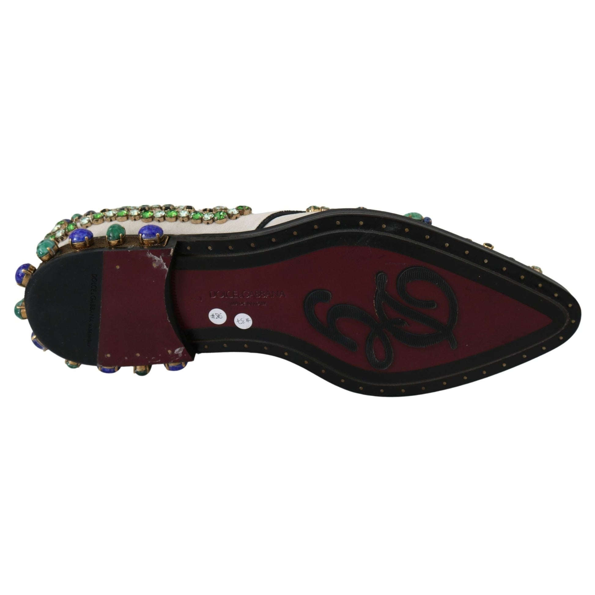 Dolce & Gabbana White Suede Crystal Dress Broque Shoes