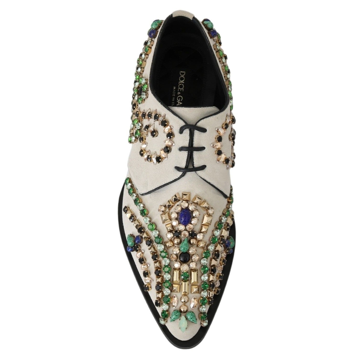 Dolce & Gabbana White Suede Crystal Dress Broque Shoes
