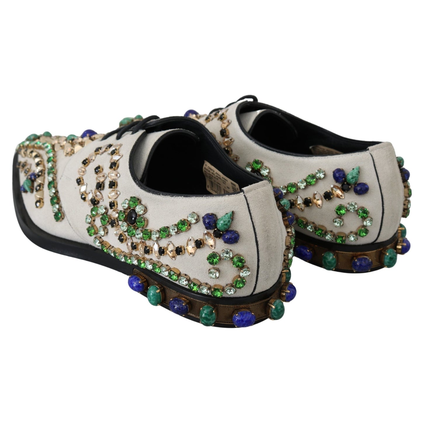 Dolce & Gabbana White Suede Crystal Dress Broque Shoes