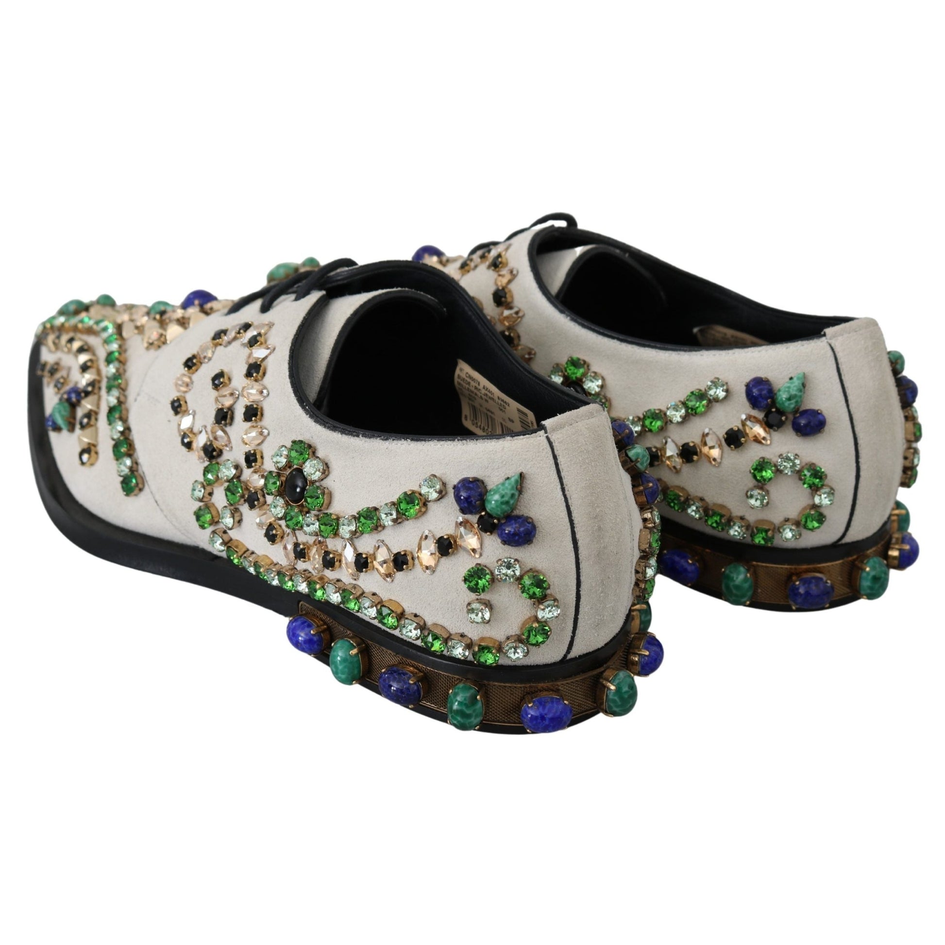 Dolce & Gabbana White Suede Crystal Dress Broque Shoes