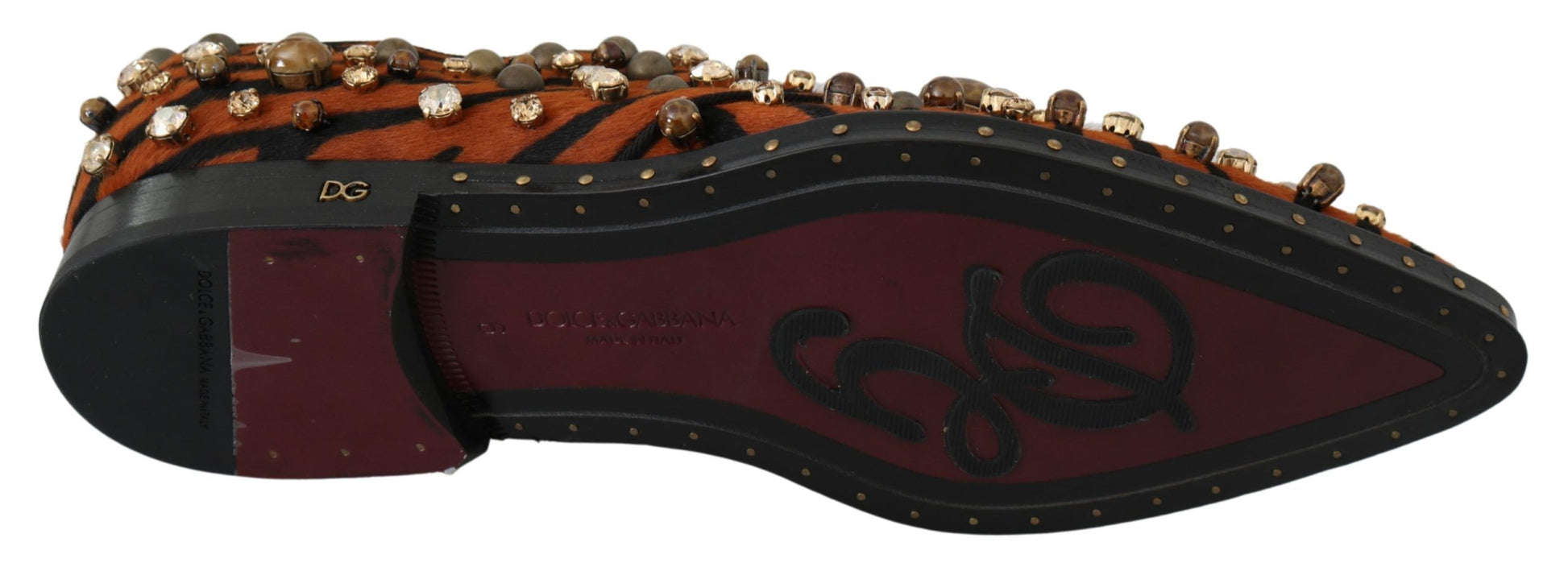 Dolce & Gabbana Orange Pony Hair Crystal Dress Broque Shoes Dolce & Gabbana