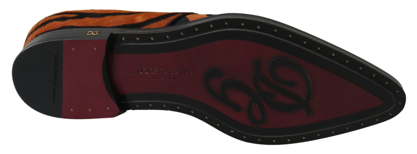 Dolce & Gabbana Orange Pony Hair Formal Dress Broque Shoes Dolce & Gabbana