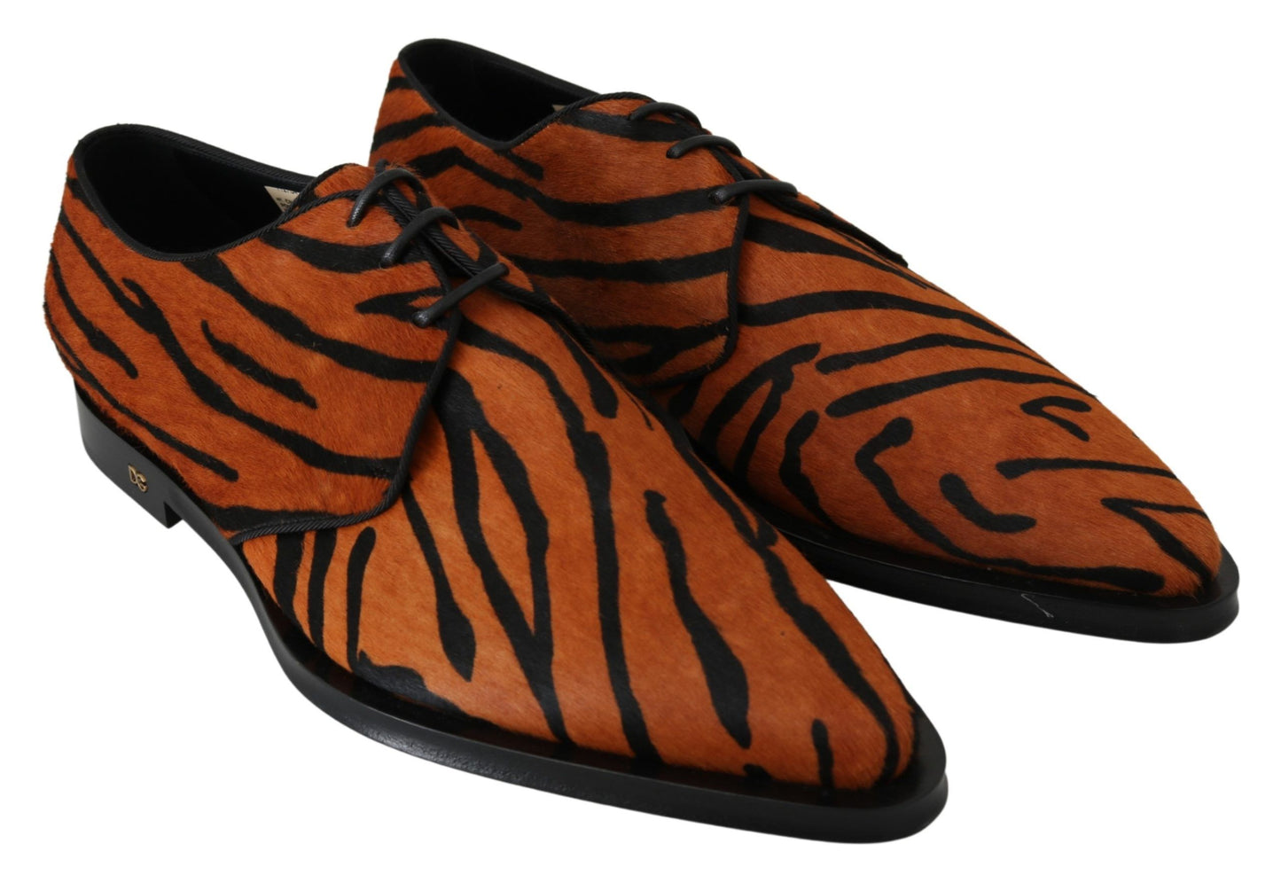 Dolce & Gabbana Orange Pony Hair Formal Dress Broque Shoes Dolce & Gabbana
