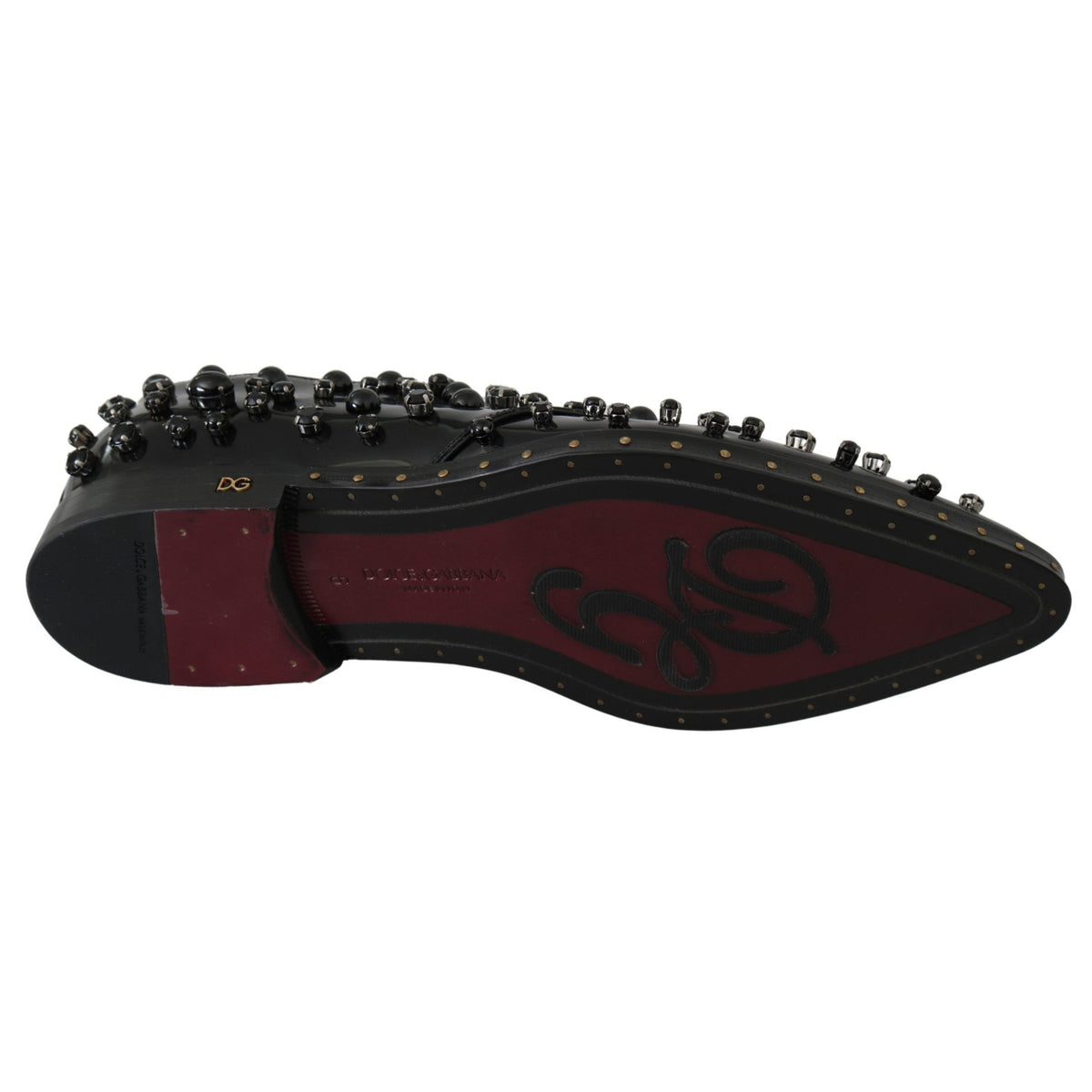 Dolce & Gabbana Black Leather Crystals Dress Broque Shoes