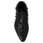 Dolce & Gabbana Black Leather Crystals Dress Broque Shoes