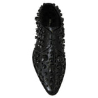Dolce & Gabbana Black Leather Crystals Dress Broque Shoes
