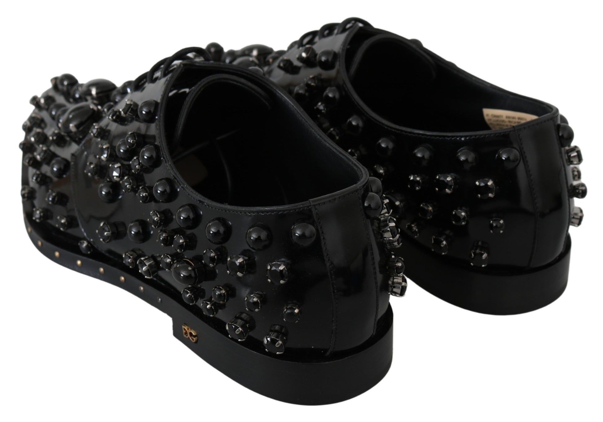 Dolce & Gabbana Black Leather Crystals Dress Broque Shoes Dolce & Gabbana