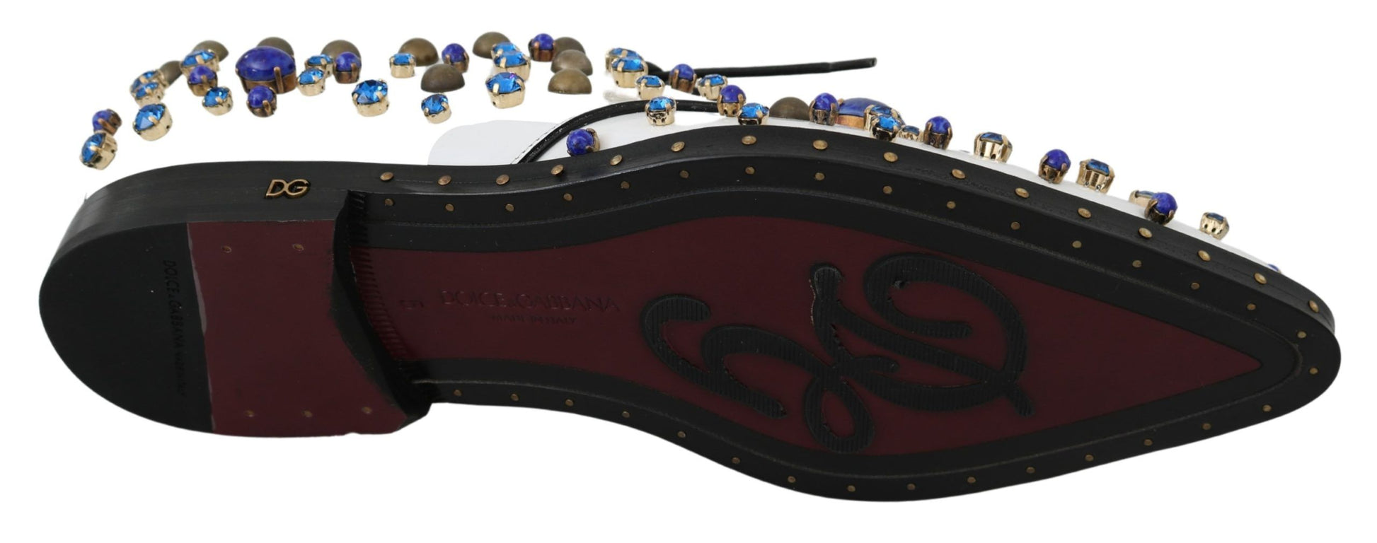 Dolce & Gabbana White Leather Crystals Dress Broque Shoes Dolce & Gabbana