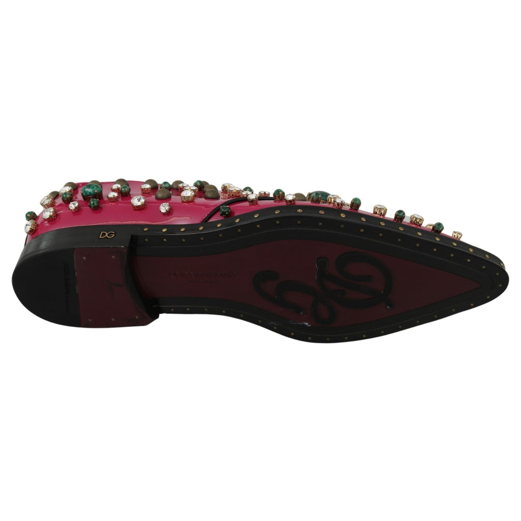 Dolce & Gabbana Pink Leather Crystals Dress Broque Shoes