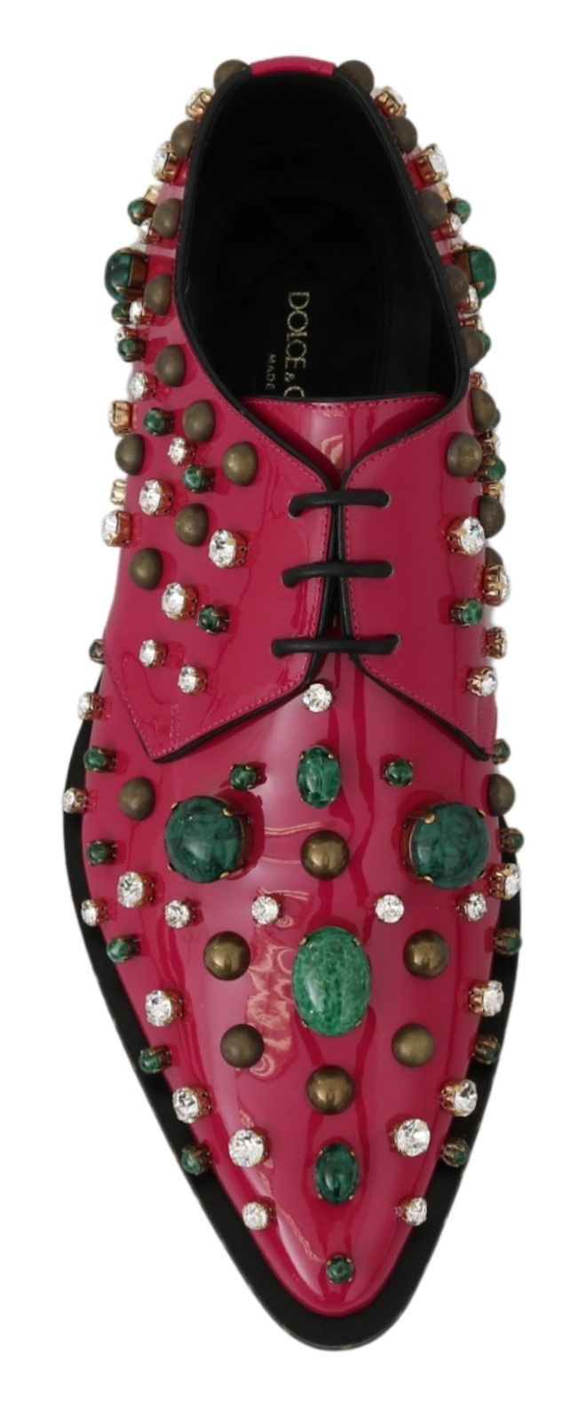 Dolce & Gabbana Pink Leather Crystals Dress Broque Shoes Dolce & Gabbana