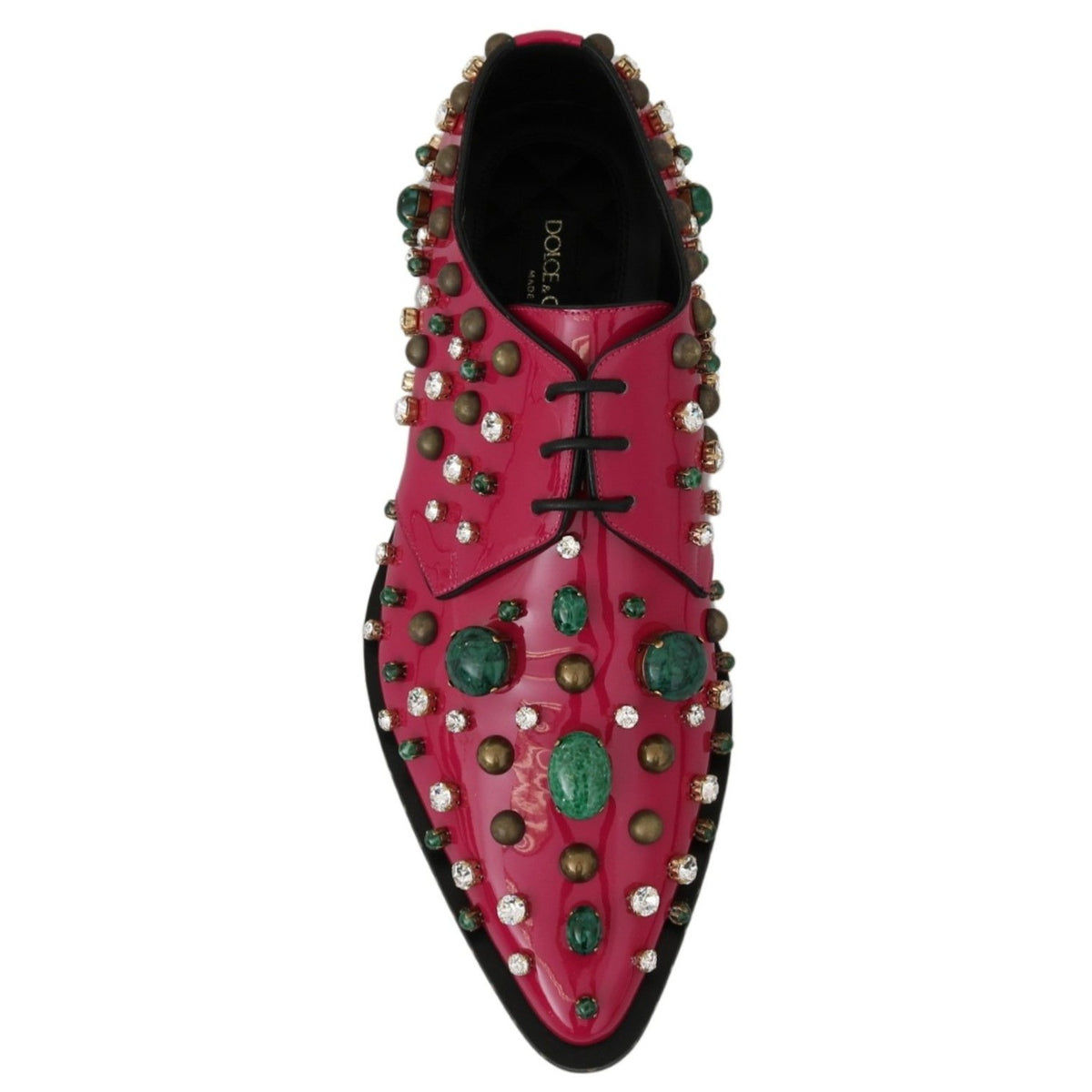 Dolce & Gabbana Pink Leather Crystals Dress Broque Shoes