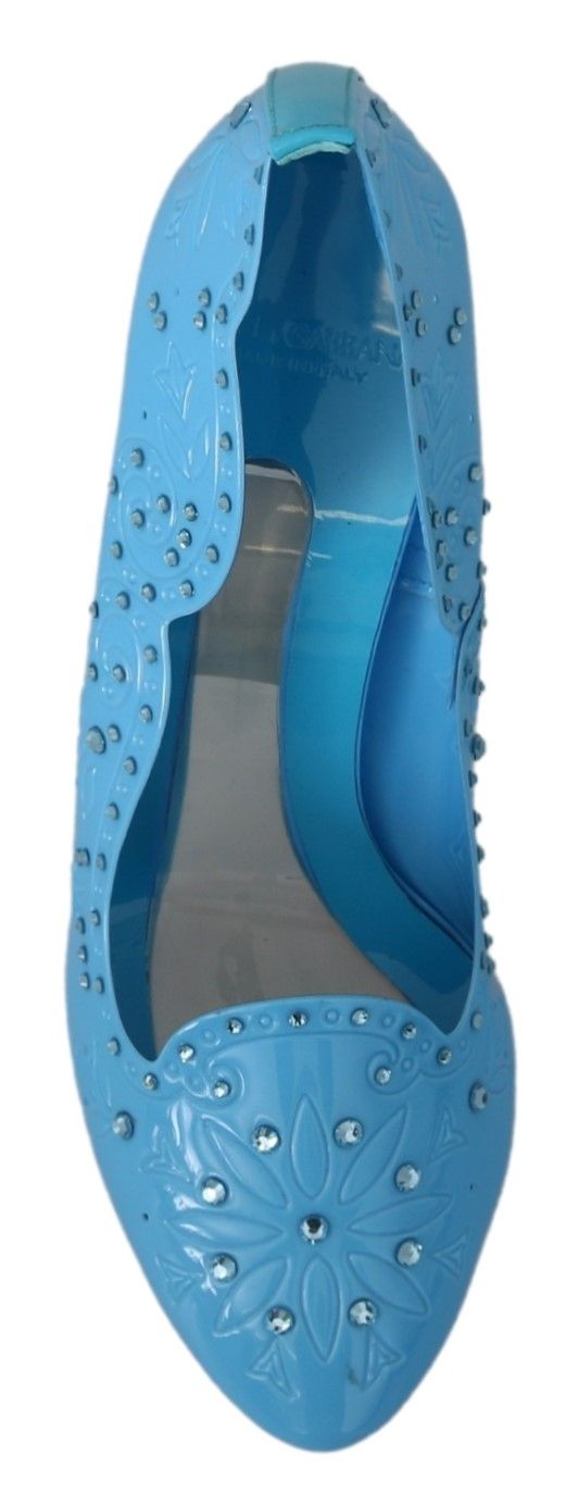 Dolce & Gabbana Blue Crystal Floral CINDERELLA Heels Shoes Dolce & Gabbana