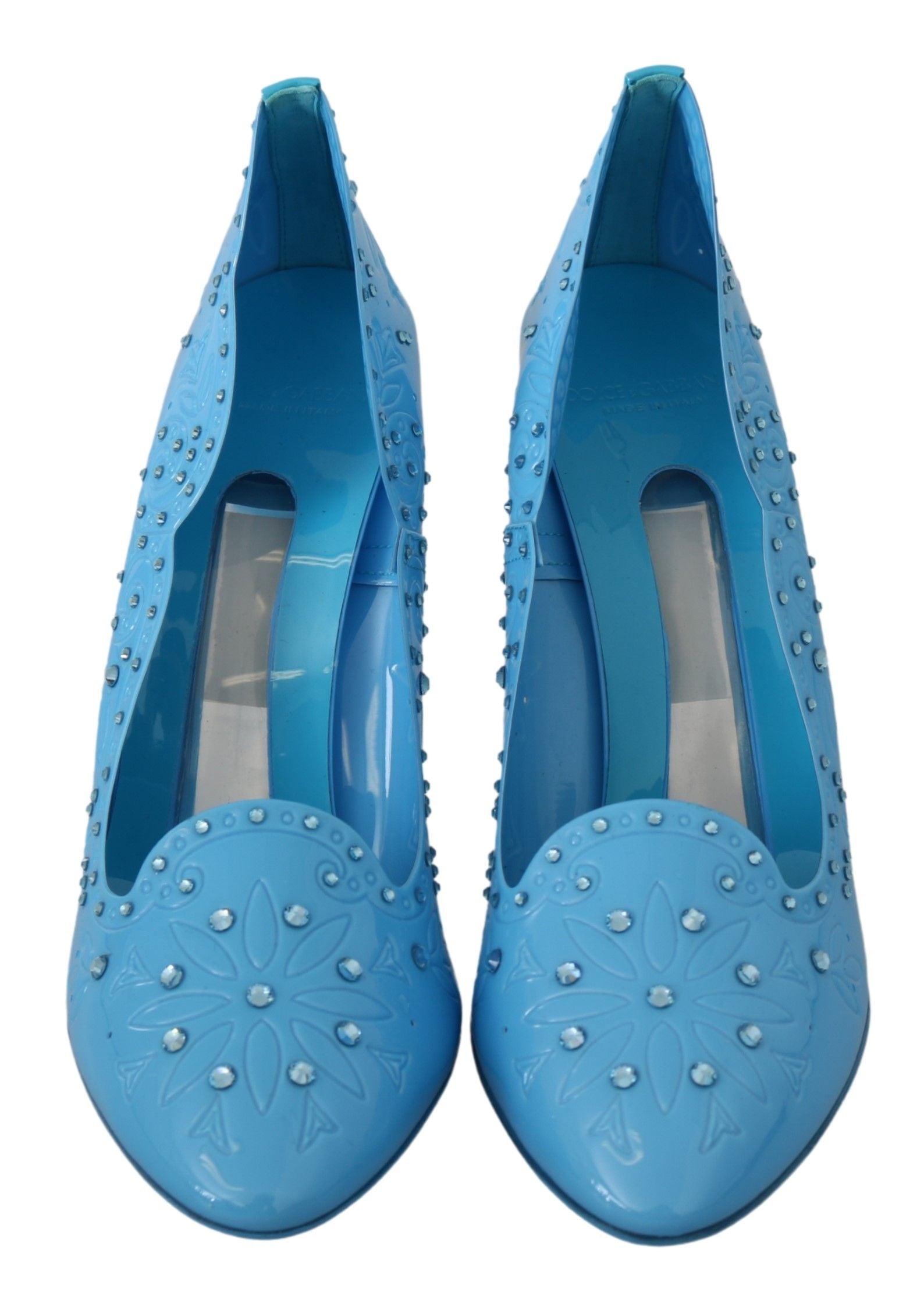 Dolce & Gabbana Blue Crystal Floral CINDERELLA Heels Shoes Dolce & Gabbana