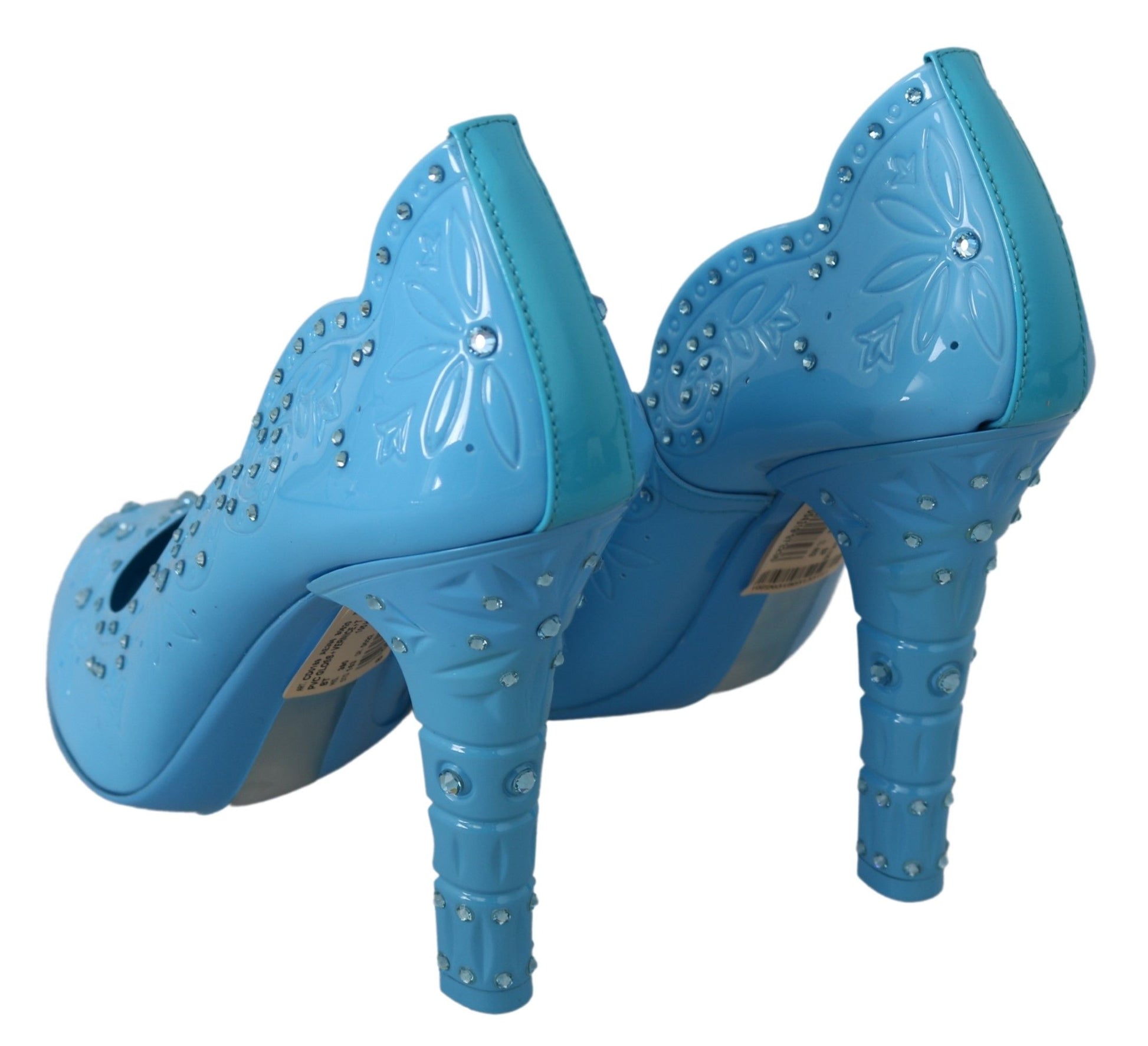 Dolce & Gabbana Blue Crystal Floral CINDERELLA Heels Shoes Dolce & Gabbana
