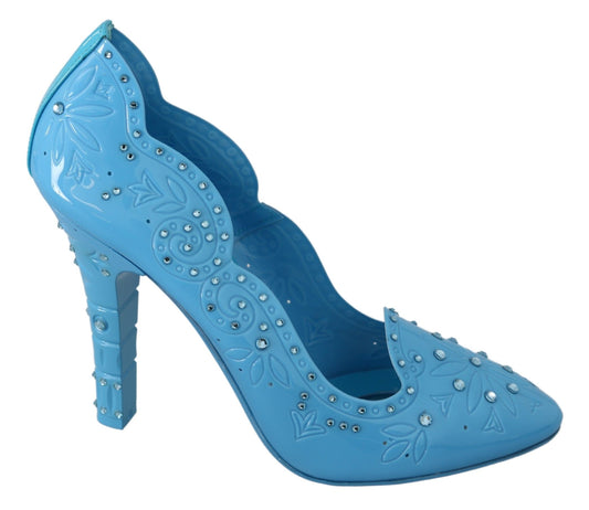 Dolce & Gabbana Blue Crystal Floral CINDERELLA Heels Shoes Dolce & Gabbana