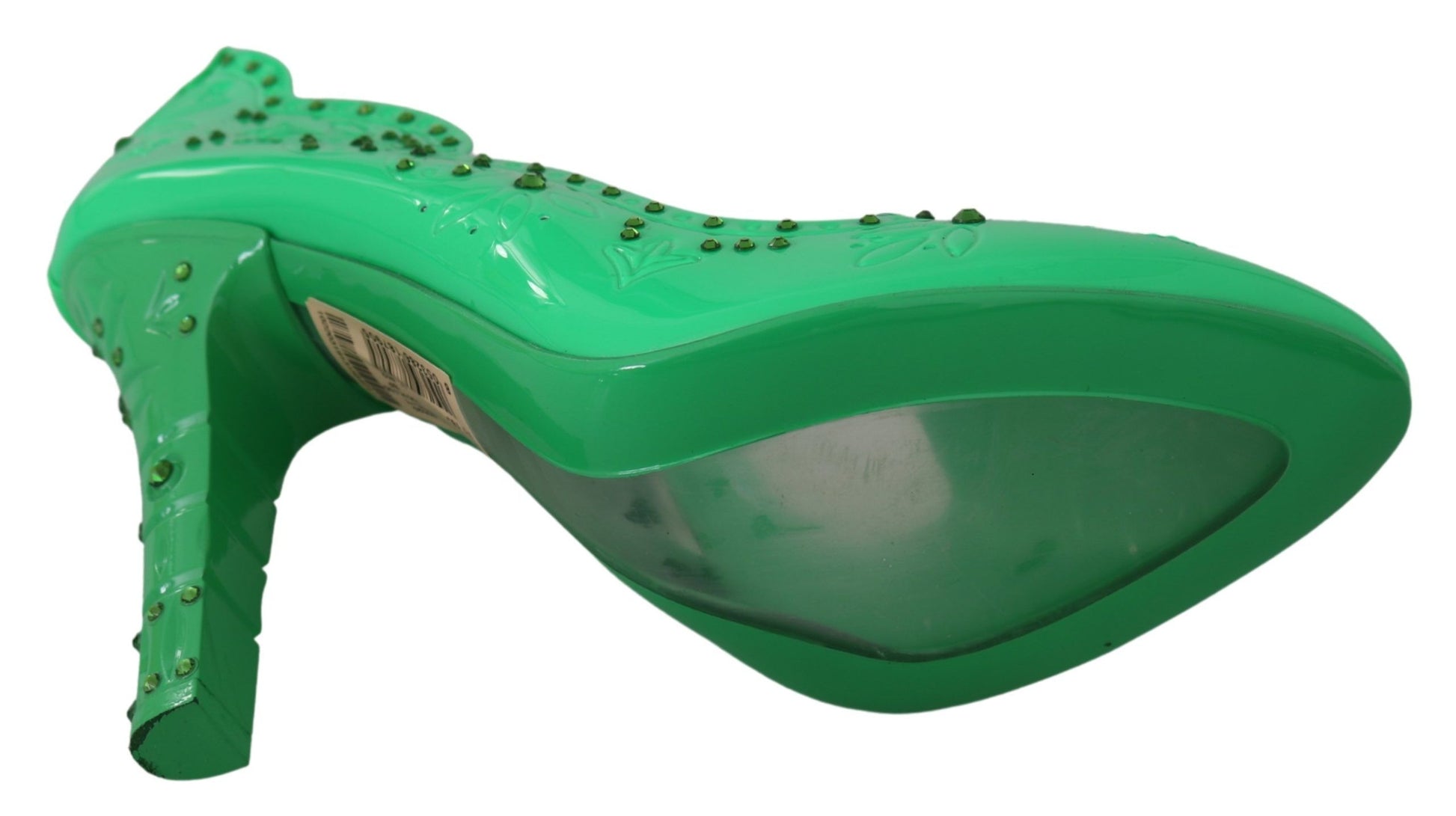 Dolce & Gabbana Green Crystal Floral Heels CINDERELLA Shoes Dolce & Gabbana