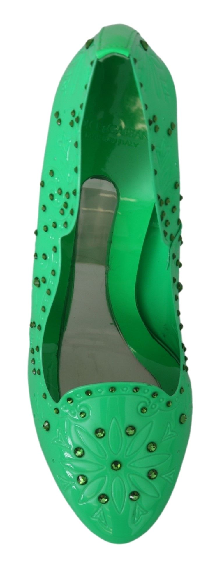 Dolce & Gabbana Green Crystal Floral Heels CINDERELLA Shoes Dolce & Gabbana